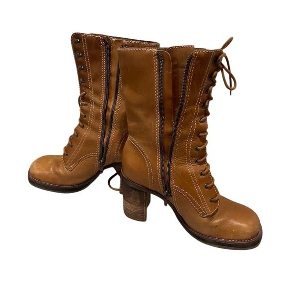RARE Skechers Women's Vintage Y2K Tan Brown Ankle Boots stacked heel Sz 6 boho - Picture 8 of 11